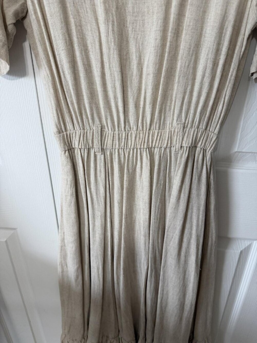 Coldwater Creek Womens PM Petite M Beige Rayon Ruffle Fit Flare Midi Dress USA - Picture 11 of 14